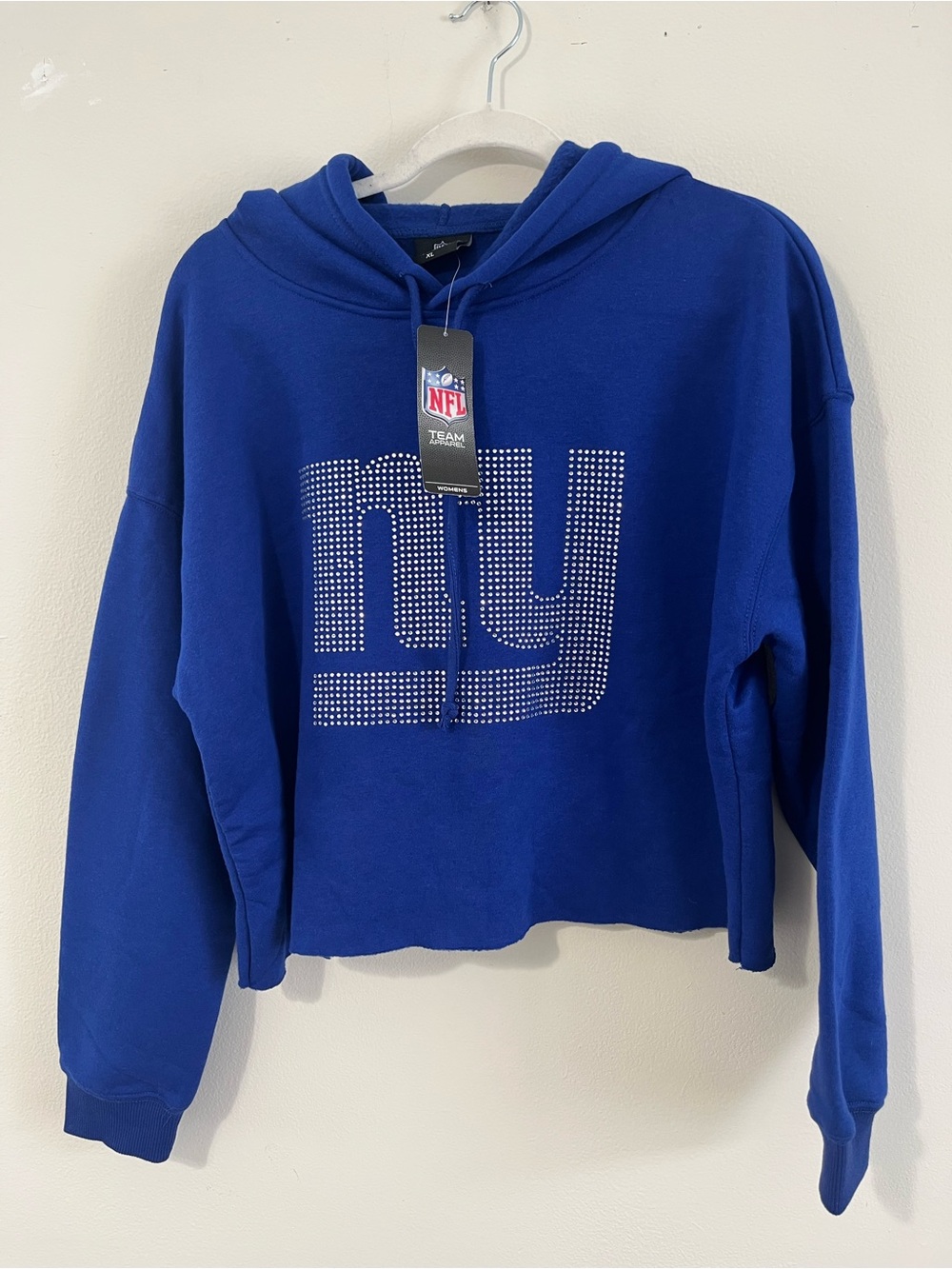 NWT New York Giants NFL Royal Blue Rhinestone Logo Hoodie - Picture 1 of 6